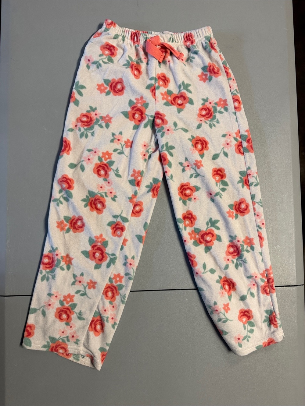Carter's White Fleece Pajama Pants with Coral Floral Print